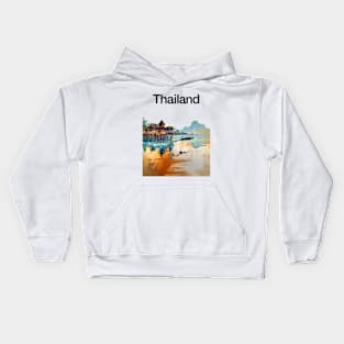 Thailand: Postcard from Thailand a Vision of Paradise on a light (Knocked Out) background Kids Hoodie